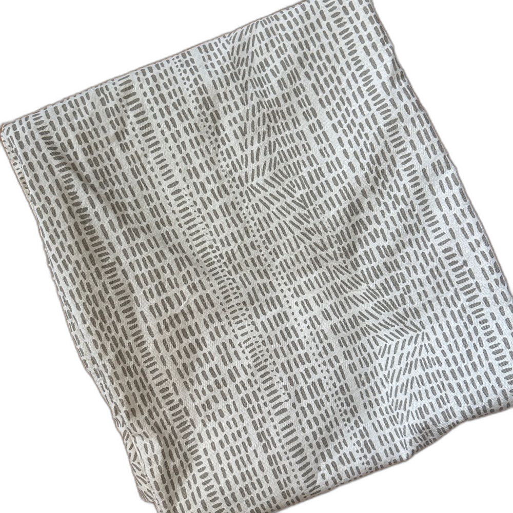 West Elm Cream and Gray 100% Cotton Curtain 48x96” - Picture 2 of 4